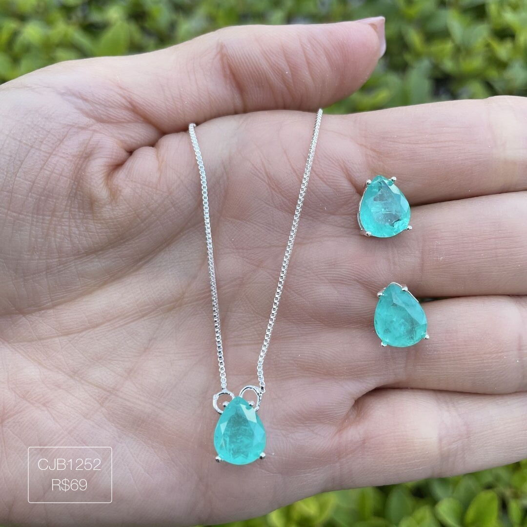 Conjunto Gota 8x10 Fusion Verde Prateado